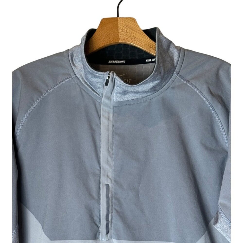 Nike Sweatshirt Men Medium Gray Half Zip Dri‎ Fit Running Flex Vent Pullover - Picture 3 of 12